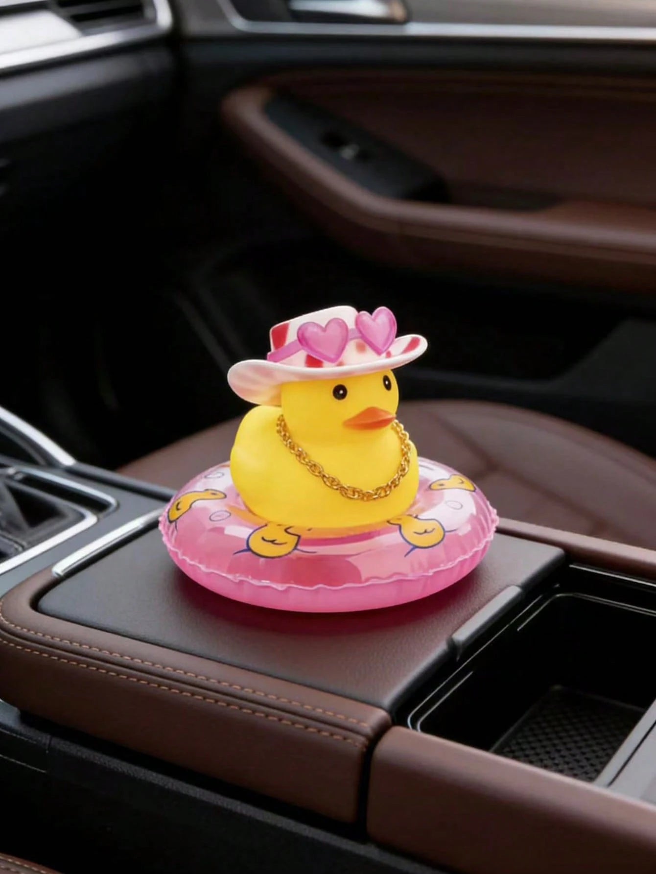 1pc Pink Fashion Glasses Duck Figurine, Cute Duck Decor For Car