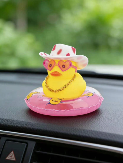 1pc Pink Fashion Glasses Duck Figurine, Cute Duck Decor For Car