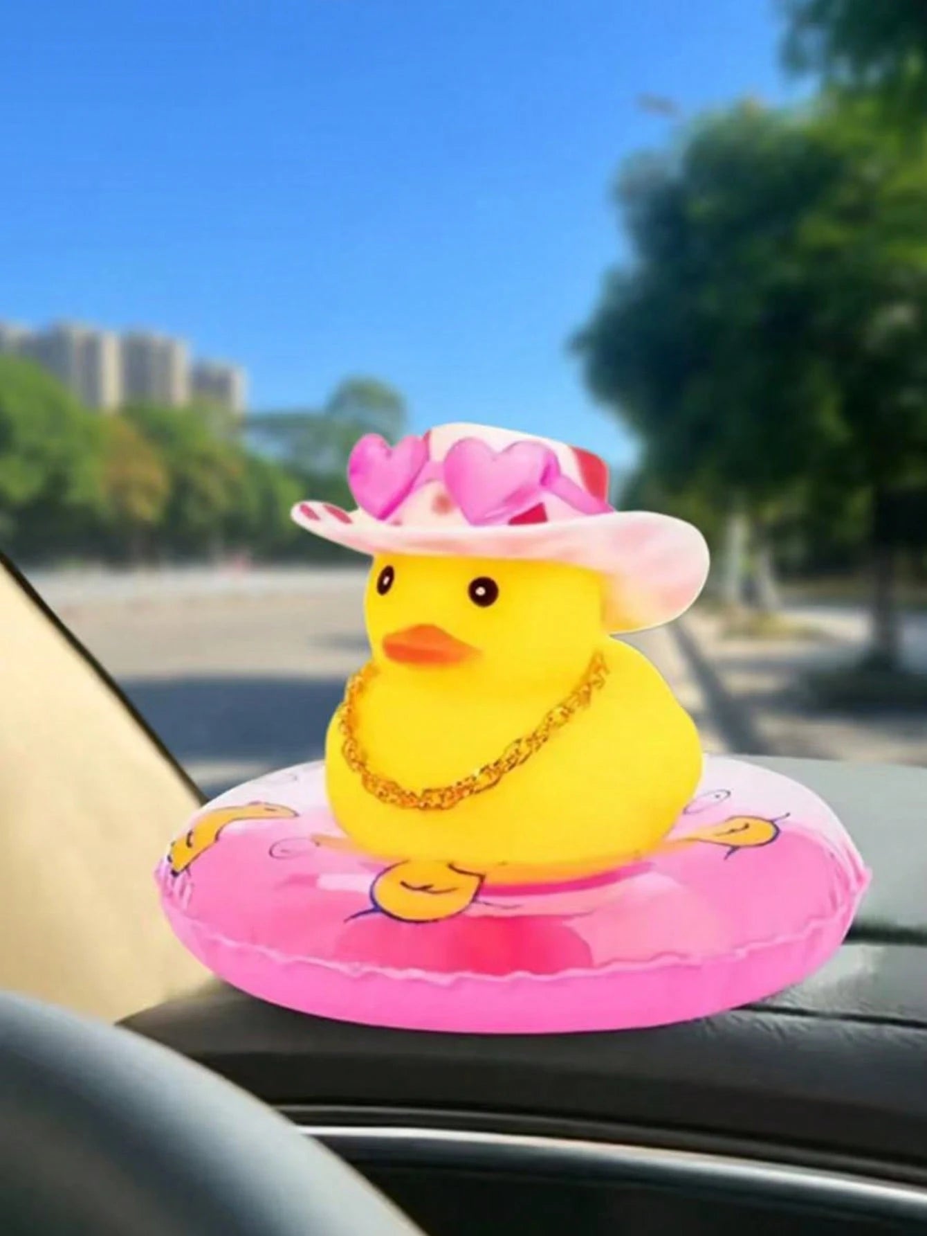 1pc Pink Fashion Glasses Duck Figurine, Cute Duck Decor For Car