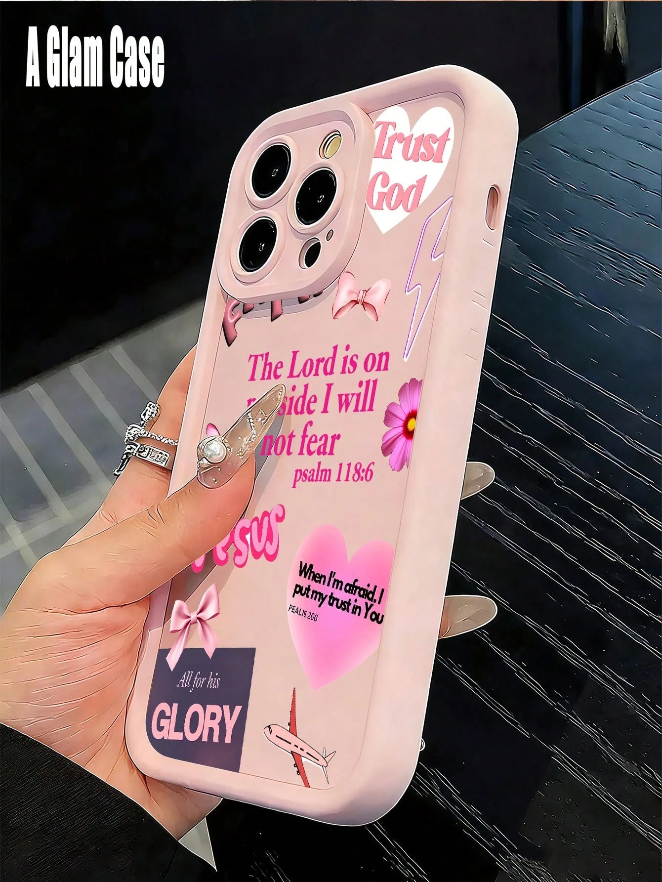 1pc Pink Girly Christian Trust God Shockproof Case, Compatible With Apple Phone 17/16/15/14/13/12/11/ProMax/Pro/Plus/Xs Max/XS/X, For Compatible With Sam Galaxy S22/S23/S24/S25/Plus/FE/Edge/Ultra Fall