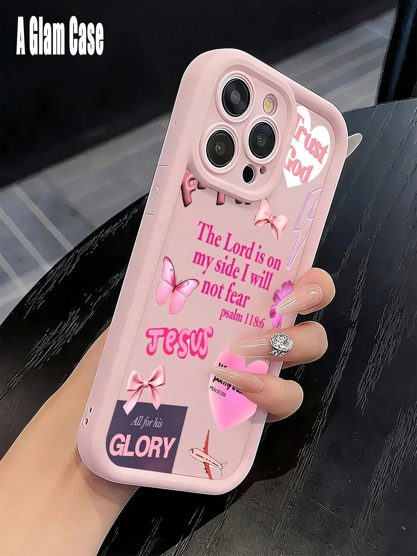1pc Pink Girly Christian Trust God Shockproof Case, Compatible With Apple Phone 17/16/15/14/13/12/11/ProMax/Pro/Plus/Xs Max/XS/X, For Compatible With Sam Galaxy S22/S23/S24/S25/Plus/FE/Edge/Ultra Fall