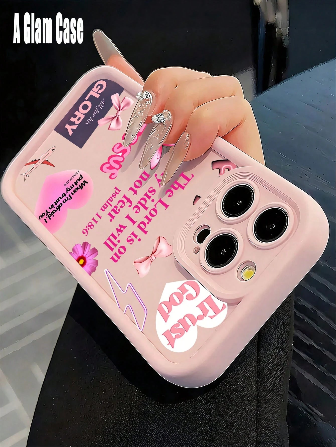 1pc Pink Girly Christian Trust God Shockproof Case, Compatible With Apple Phone 17/16/15/14/13/12/11/ProMax/Pro/Plus/Xs Max/XS/X, For Compatible With Sam Galaxy S22/S23/S24/S25/Plus/FE/Edge/Ultra Fall