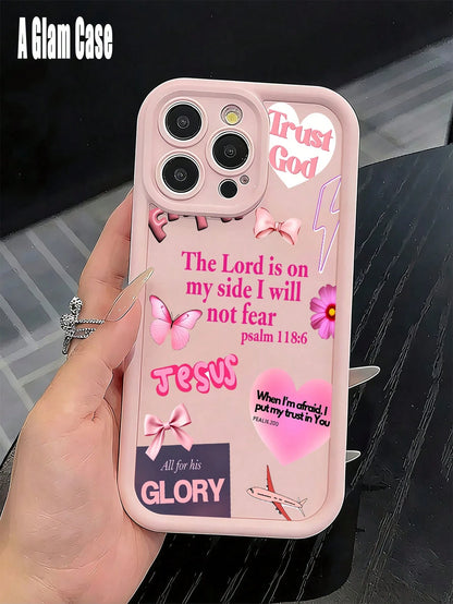 1pc Pink Girly Christian Trust God Shockproof Case, Compatible With Apple Phone 17/16/15/14/13/12/11/ProMax/Pro/Plus/Xs Max/XS/X, For Compatible With Sam Galaxy S22/S23/S24/S25/Plus/FE/Edge/Ultra Fall