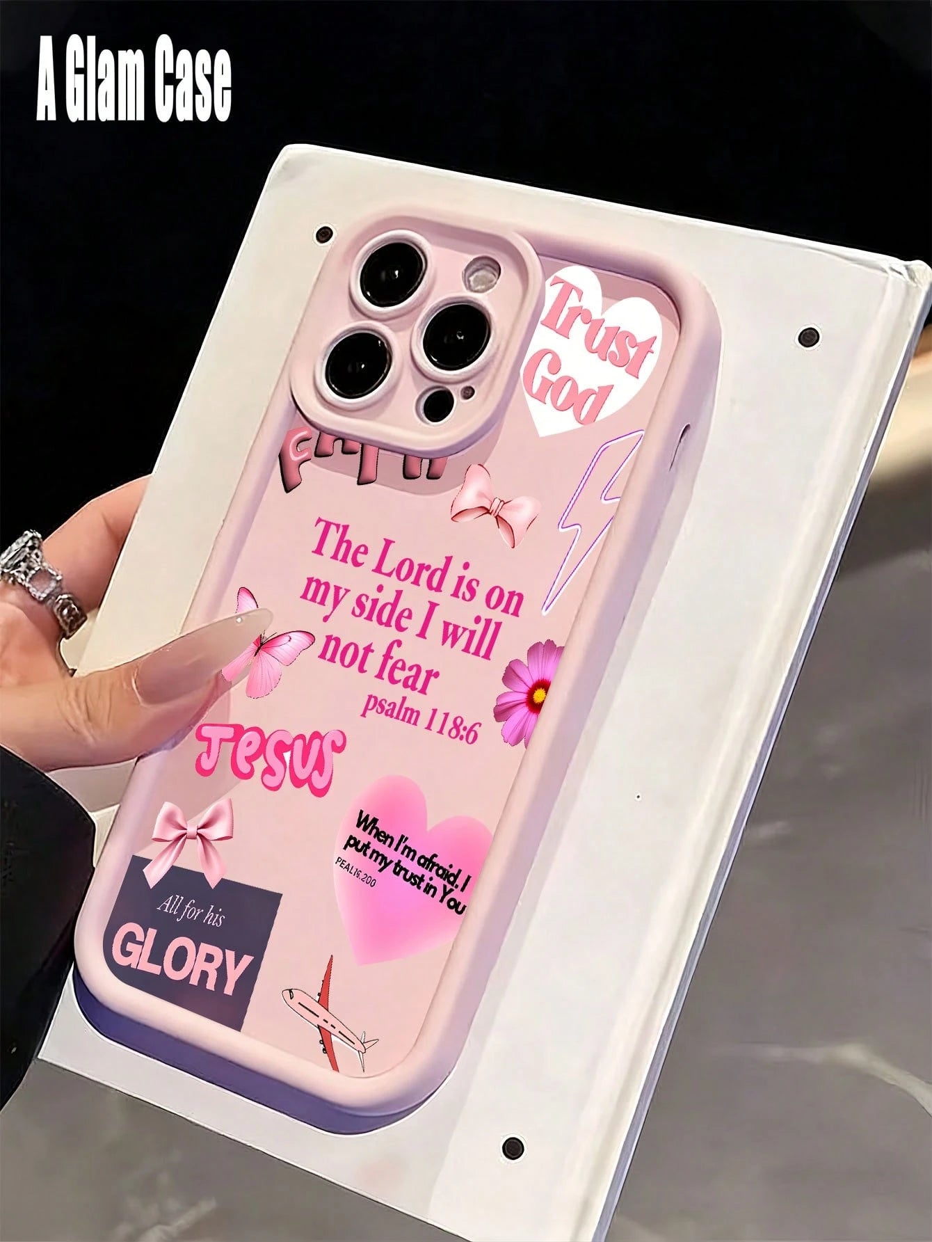 1pc Pink Girly Christian Trust God Shockproof Case, Compatible With Apple Phone 17/16/15/14/13/12/11/ProMax/Pro/Plus/Xs Max/XS/X, For Compatible With Sam Galaxy S22/S23/S24/S25/Plus/FE/Edge/Ultra Fall