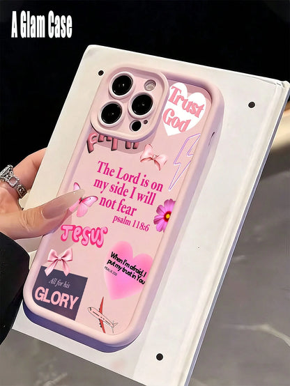 1pc Pink Girly Christian Trust God Shockproof Case, Compatible With Apple Phone 17/16/15/14/13/12/11/ProMax/Pro/Plus/Xs Max/XS/X, For Compatible With Sam Galaxy S22/S23/S24/S25/Plus/FE/Edge/Ultra Fall