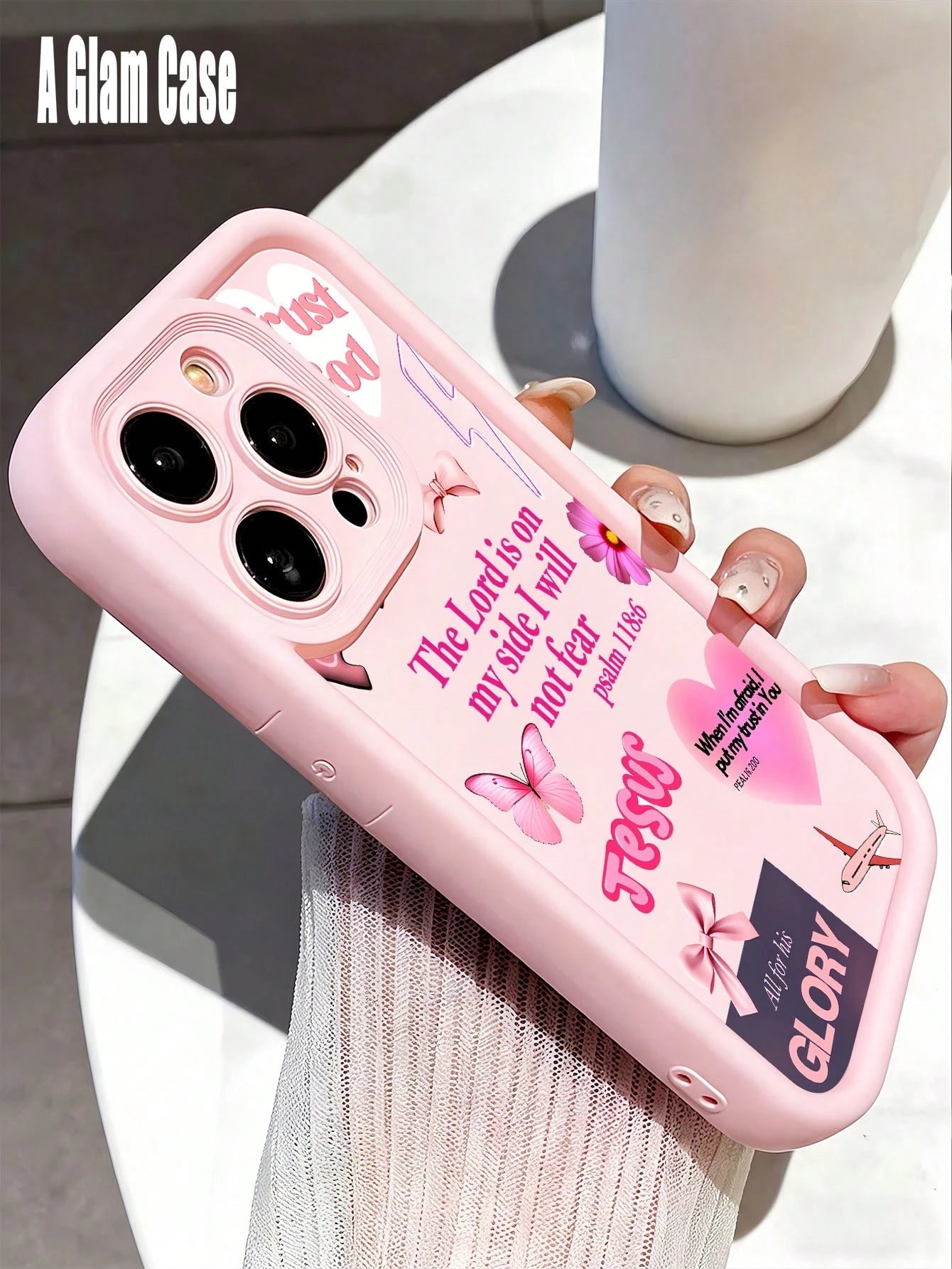 1pc Pink Girly Christian Trust God Shockproof Case, Compatible With Apple Phone 17/16/15/14/13/12/11/ProMax/Pro/Plus/Xs Max/XS/X, For Compatible With Sam Galaxy S22/S23/S24/S25/Plus/FE/Edge/Ultra Fall