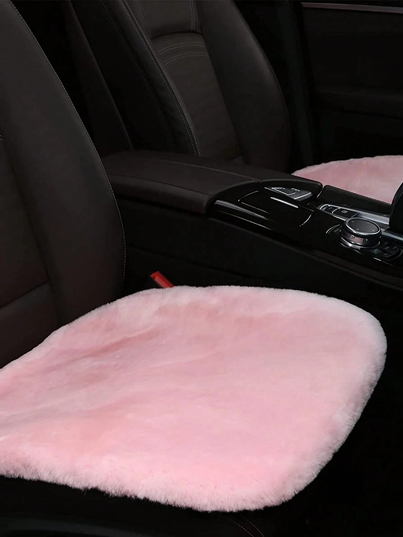 1pc Pink Plush Car Front Seat Cushion, Universal Auto Interior Decoration,Car Accessories