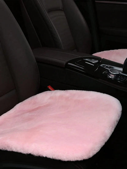 1pc Pink Plush Car Front Seat Cushion, Universal Auto Interior Decoration,Car Accessories