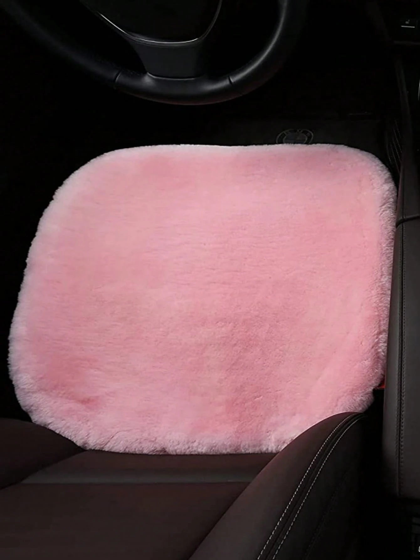 1pc Pink Plush Car Front Seat Cushion, Universal Auto Interior Decoration,Car Accessories