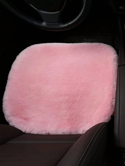 1pc Pink Plush Car Front Seat Cushion, Universal Auto Interior Decoration,Car Accessories