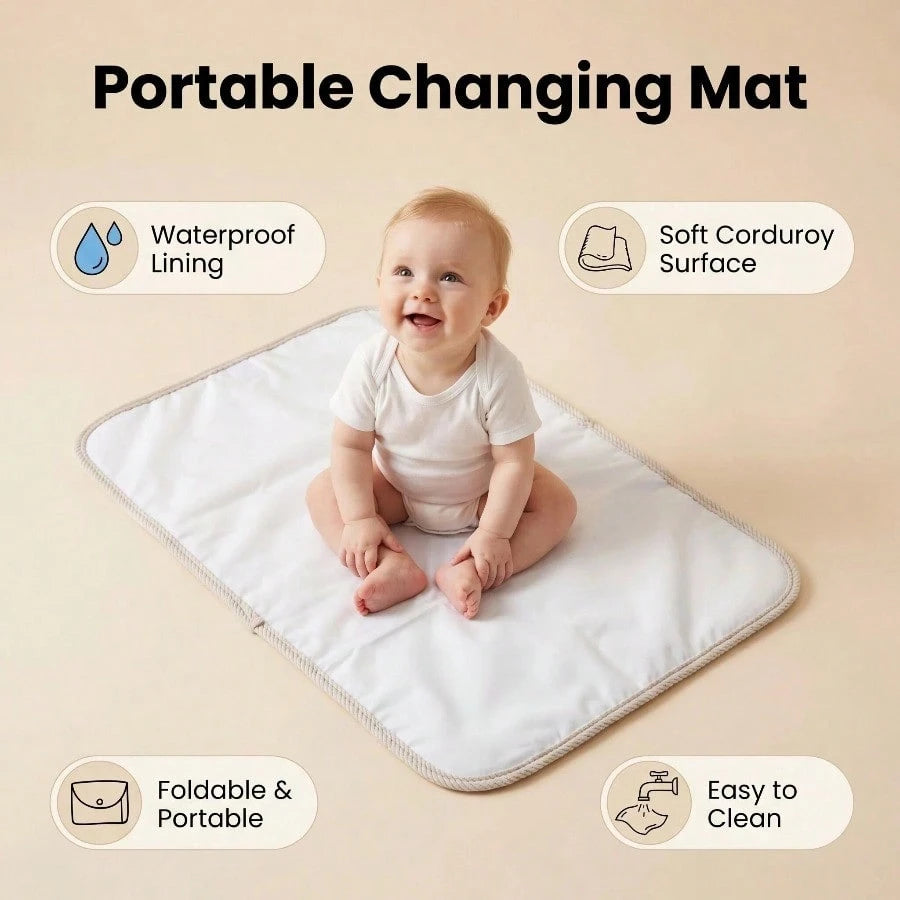1pc Portable Diaper Changing Pad, Detachable Travel Diaper Mat With Wet Wipes Pocket, Ideal Gift For Baby Shower, Newborn Girl And Boy