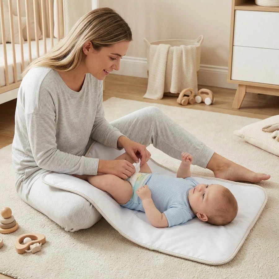1pc Portable Diaper Changing Pad, Detachable Travel Diaper Mat With Wet Wipes Pocket, Ideal Gift For Baby Shower, Newborn Girl And Boy
