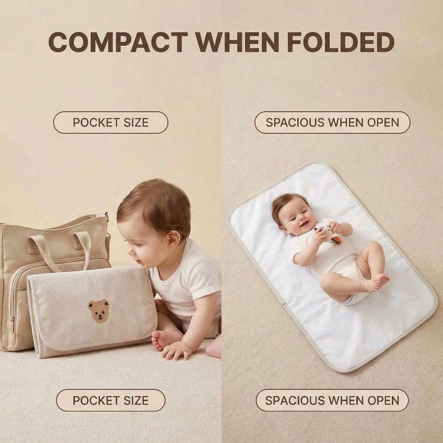 1pc Portable Diaper Changing Pad, Detachable Travel Diaper Mat With Wet Wipes Pocket, Ideal Gift For Baby Shower, Newborn Girl And Boy