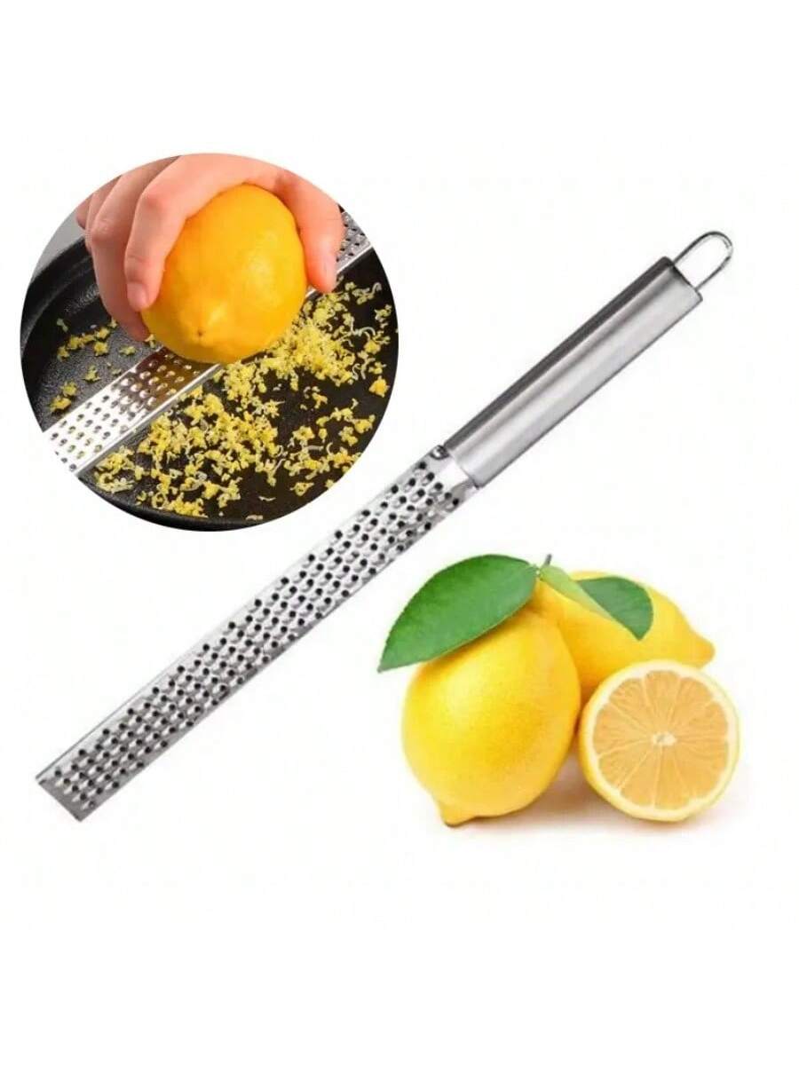1pc Portable Stainless Steel Citrus Zester & Lemon Grater With Long Handle - Perfect For Chocolate, Cheese & Fruit Peeling - Ideal For Outdoor Camping & Home Use