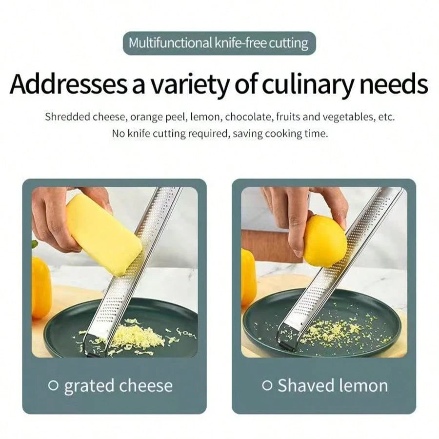1pc Portable Stainless Steel Citrus Zester & Lemon Grater With Long Handle - Perfect For Chocolate, Cheese & Fruit Peeling - Ideal For Outdoor Camping & Home Use