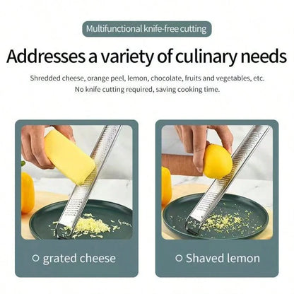 1pc Portable Stainless Steel Citrus Zester & Lemon Grater With Long Handle - Perfect For Chocolate, Cheese & Fruit Peeling - Ideal For Outdoor Camping & Home Use