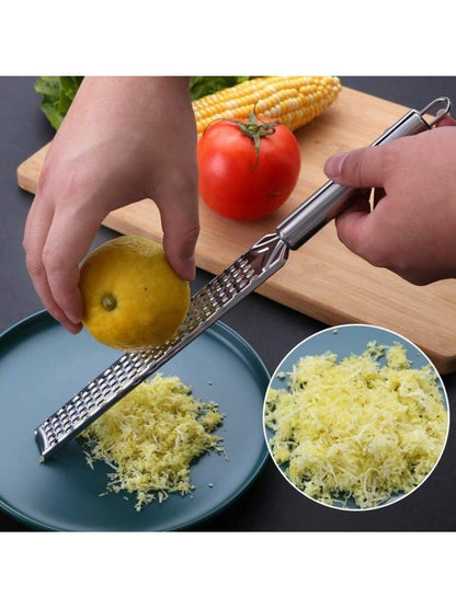 1pc Portable Stainless Steel Citrus Zester & Lemon Grater With Long Handle - Perfect For Chocolate, Cheese & Fruit Peeling - Ideal For Outdoor Camping & Home Use