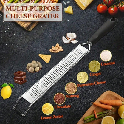 1pc Portable Stainless Steel Citrus Zester & Lemon Grater With Long Handle - Perfect For Chocolate, Cheese & Fruit Peeling - Ideal For Outdoor Camping & Home Use