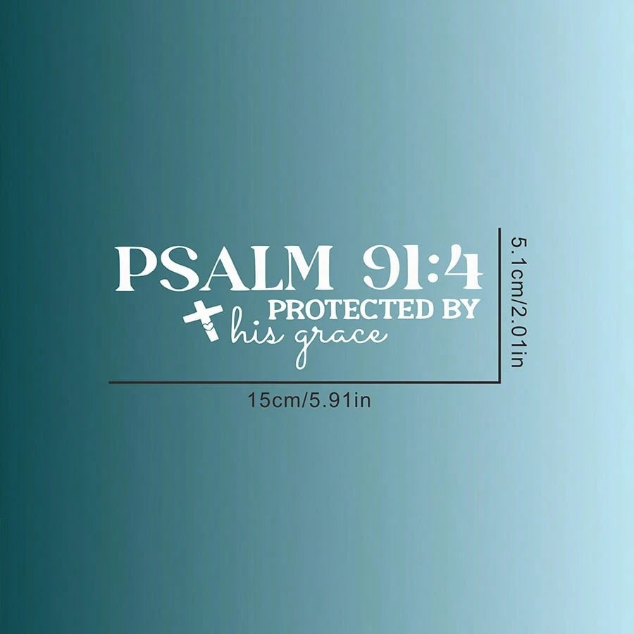 1pc Psalm 91:4 "Protected By His Grace" Christian Car Decal Sticker- Waterproof Vinyl Bible Verse Window Decal For Cars, Trucks, Laptops
