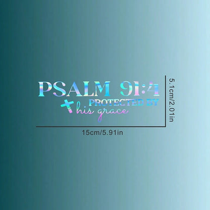 1pc Psalm 91:4 "Protected By His Grace" Christian Car Decal Sticker- Waterproof Vinyl Bible Verse Window Decal For Cars, Trucks, Laptops
