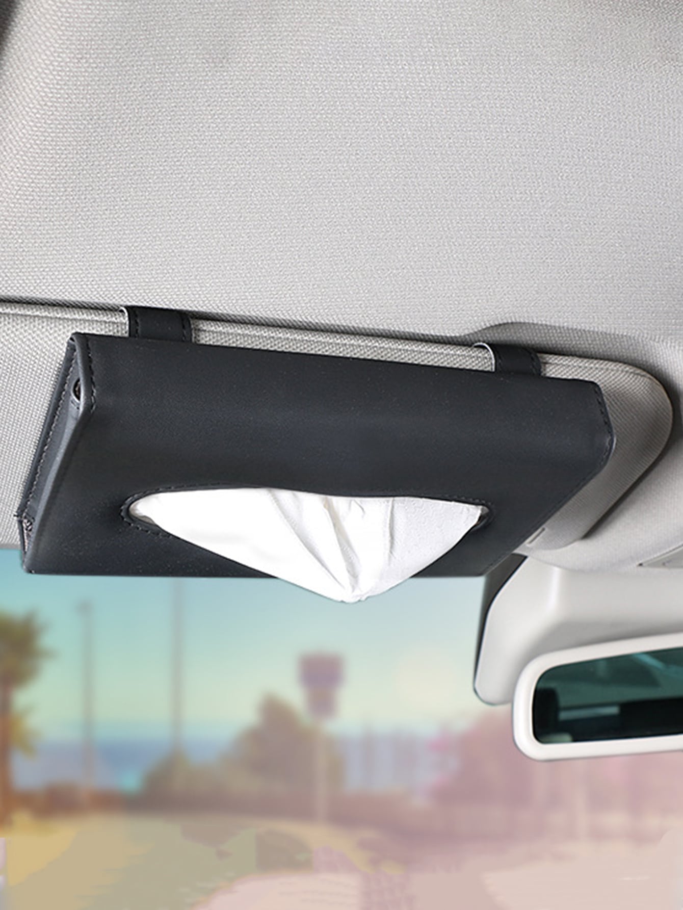 1pc PU Car Sun Visor Tissue Box