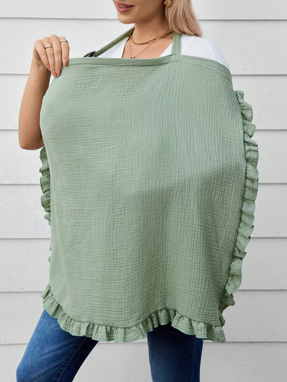 1pc Pure Cotton Soft Skin-Friendly Nursing Cover With Lace Trim For Breastfeeding Moms, Great For Outdoor Use