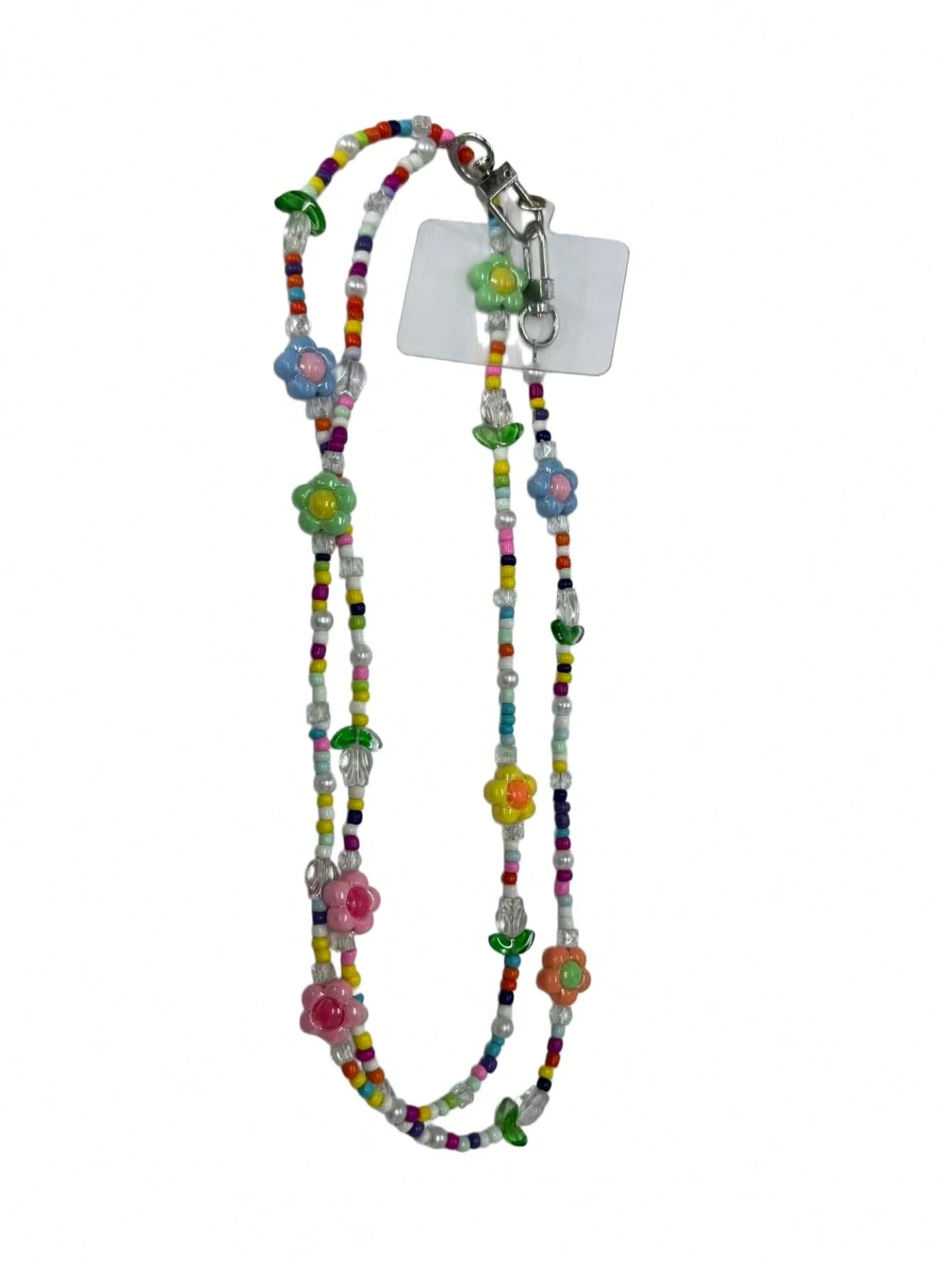 1PC Rainbow Cartoon Tulip Beaded Detachable Crossbody Phone Lanyard Strap- Cute Kawaii Flower Clip-On Phone Case Chain For Android & Most Smartphones, Adjustable Wrist & Shoulder Strap For Outdoor, T