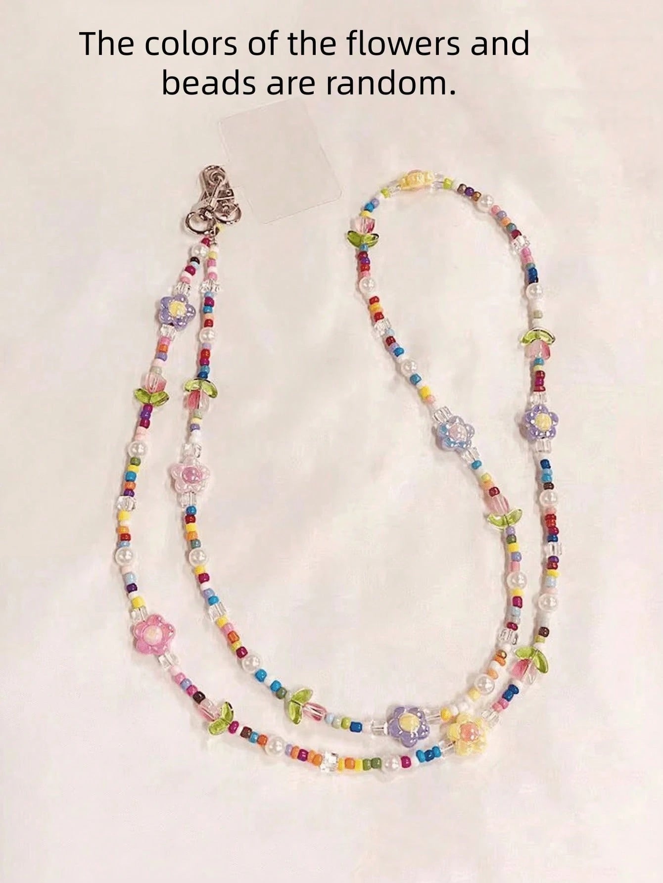 1PC Rainbow Cartoon Tulip Beaded Detachable Crossbody Phone Lanyard Strap- Cute Kawaii Flower Clip-On Phone Case Chain For Android & Most Smartphones, Adjustable Wrist & Shoulder Strap For Outdoor, T