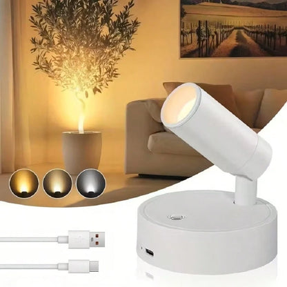1pc Rechargeable LED Mini Spotlight, 3 Color Temperature Switching With Stepless Dimming, Can Be Wall-Mounted As Indoor Ambient Wall Light, Floor-Standing For Plant Lighting, Or Hung As Small Pendant