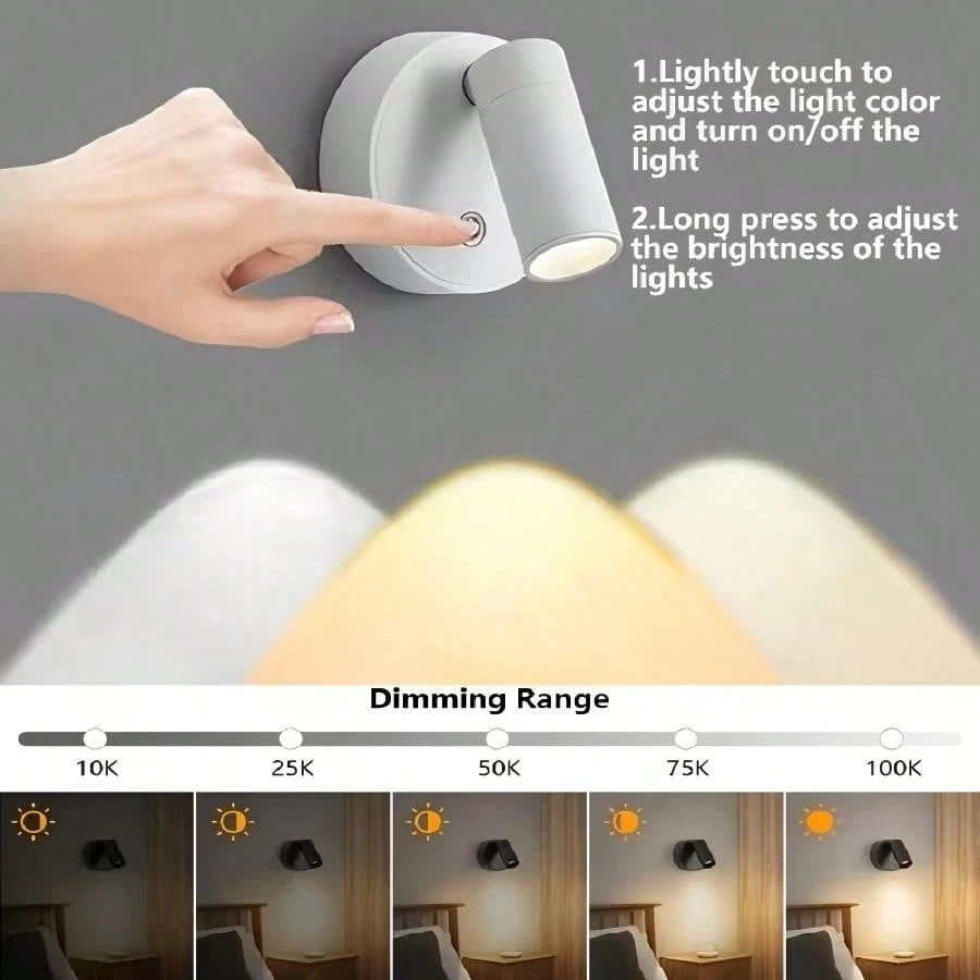 1pc Rechargeable LED Mini Spotlight, 3 Color Temperature Switching With Stepless Dimming, Can Be Wall-Mounted As Indoor Ambient Wall Light, Floor-Standing For Plant Lighting, Or Hung As Small Pendant