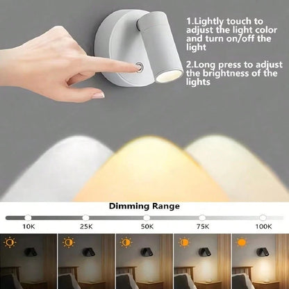 1pc Rechargeable LED Mini Spotlight, 3 Color Temperature Switching With Stepless Dimming, Can Be Wall-Mounted As Indoor Ambient Wall Light, Floor-Standing For Plant Lighting, Or Hung As Small Pendant