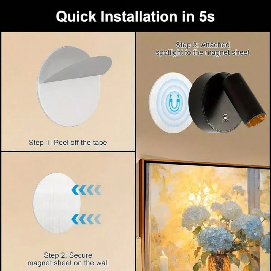 1pc Rechargeable LED Mini Spotlight, 3 Color Temperature Switching With Stepless Dimming, Can Be Wall-Mounted As Indoor Ambient Wall Light, Floor-Standing For Plant Lighting, Or Hung As Small Pendant