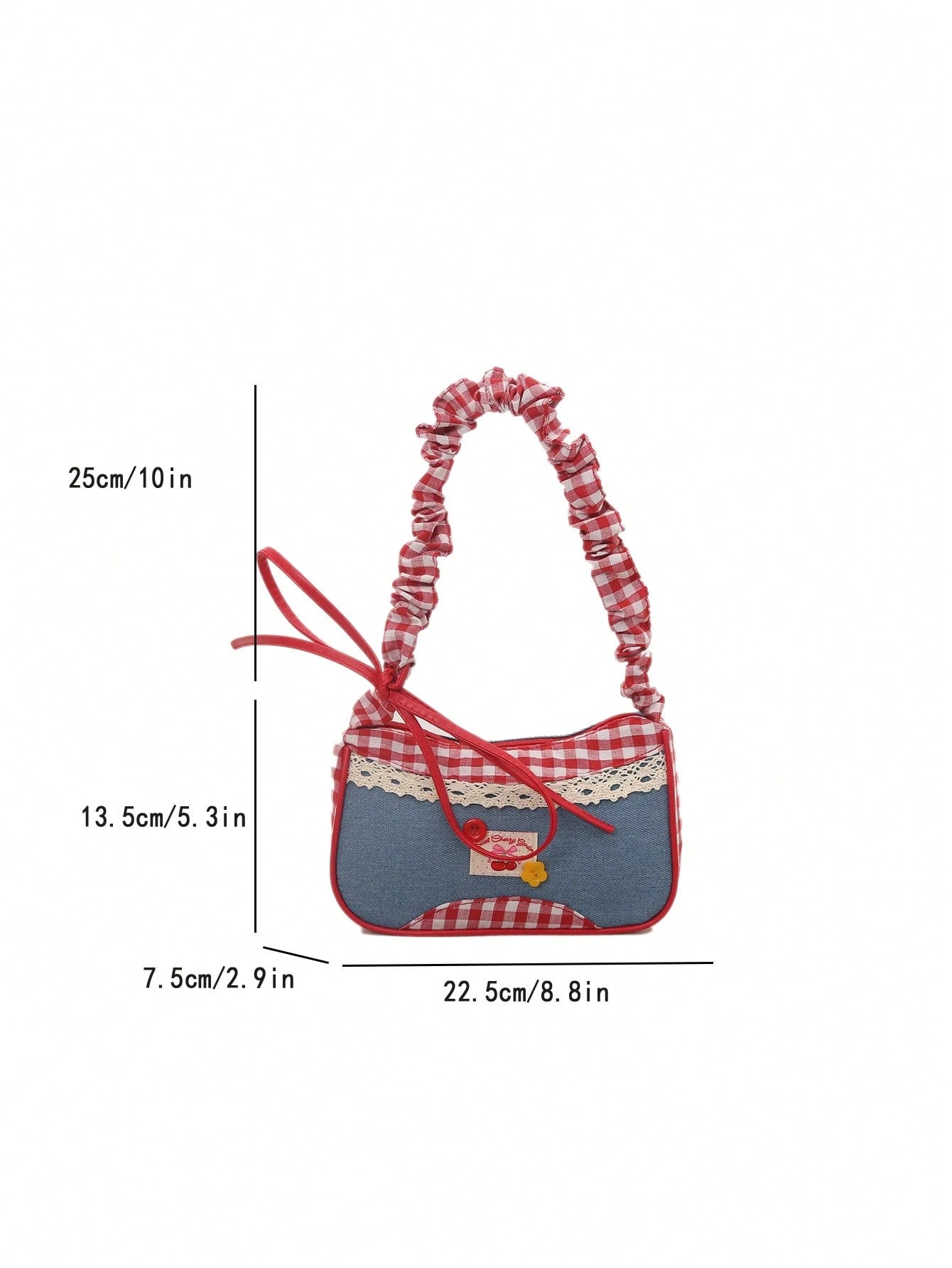 1pc Red Nylon Fabric Smooth Zipper Drawstring Strap Button Decor Crossbody Bag, Suitable For Daily Use For Women