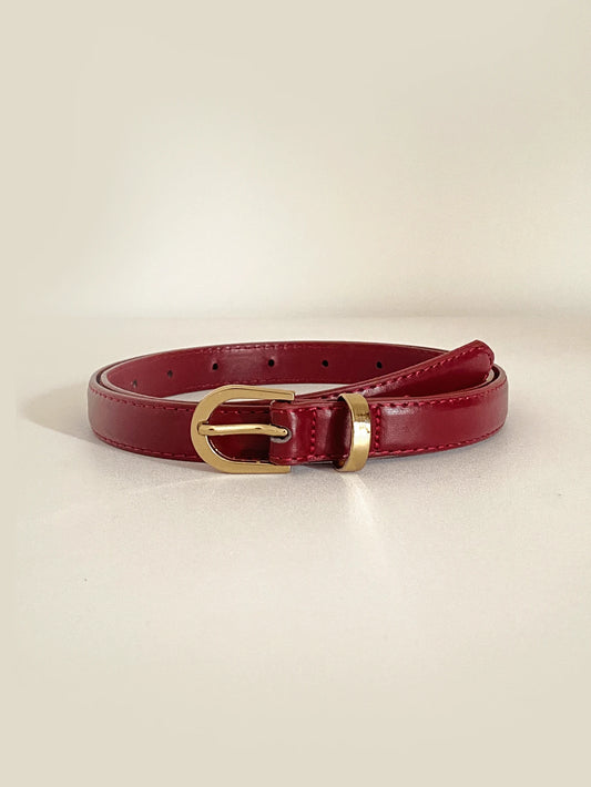 1pc Red PU (Polyurethane) Leather Casual Retro Elegant Belt For Women, Suitable For Daily, Work, Date Outfit With Jeans, Trousers, Skirts