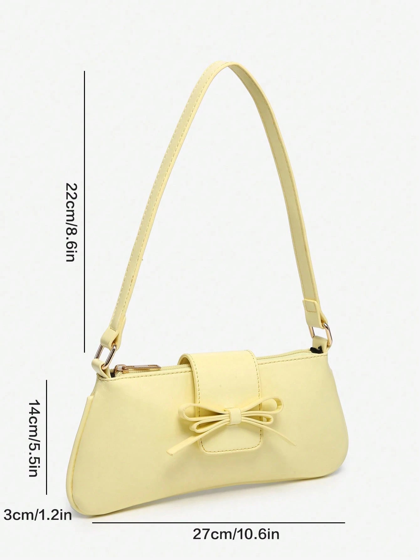 1pc Retro Bowknot Accent Decorative Cross-Body Underarm Baguette Bag, Suitable For Date, Outing, Party, Yellow