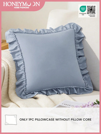 1pc Romantic French Ruffled Quilted Envelope Pillow Cover (Pillow Insert Not Included), Exquisite Romantic Decorative Pillow Sham For Bedroom/Dorm/Sofa/Lounge Chair, Great Gift For Loved Ones Or Frien