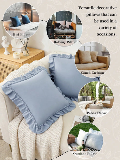 1pc Romantic French Ruffled Quilted Envelope Pillow Cover (Pillow Insert Not Included), Exquisite Romantic Decorative Pillow Sham For Bedroom/Dorm/Sofa/Lounge Chair, Great Gift For Loved Ones Or Frien