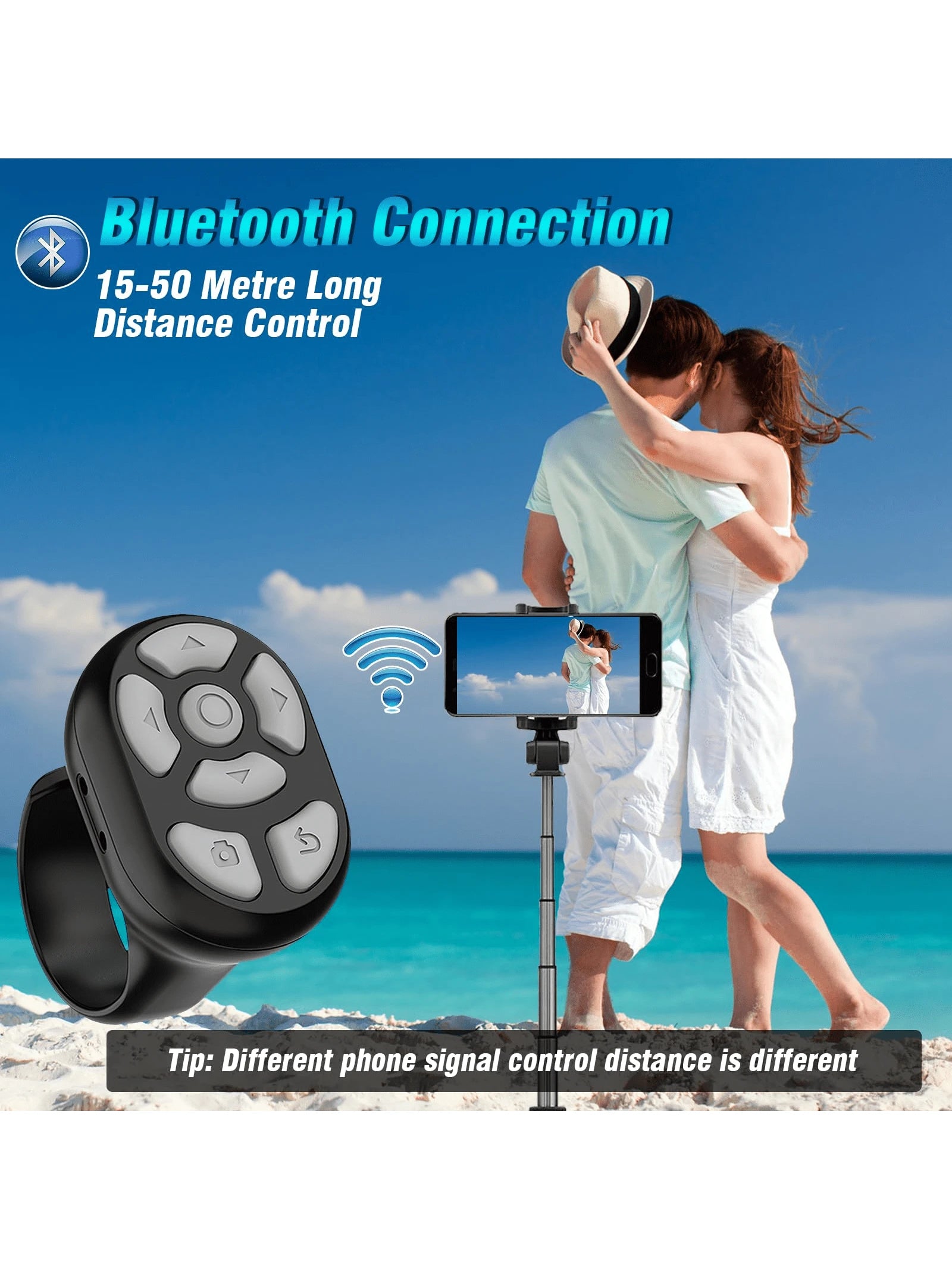 1pc Round Wireless Remote Control With Battery Display Rolling Ring, Suitable For E-Book Reading, Video Scrolling And Camera Shutter- USB Rechargeable, Long-Lasting Lithium Polymer Battery, Portable