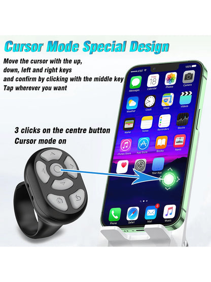 1pc Round Wireless Remote Control With Battery Display Rolling Ring, Suitable For E-Book Reading, Video Scrolling And Camera Shutter- USB Rechargeable, Long-Lasting Lithium Polymer Battery, Portable