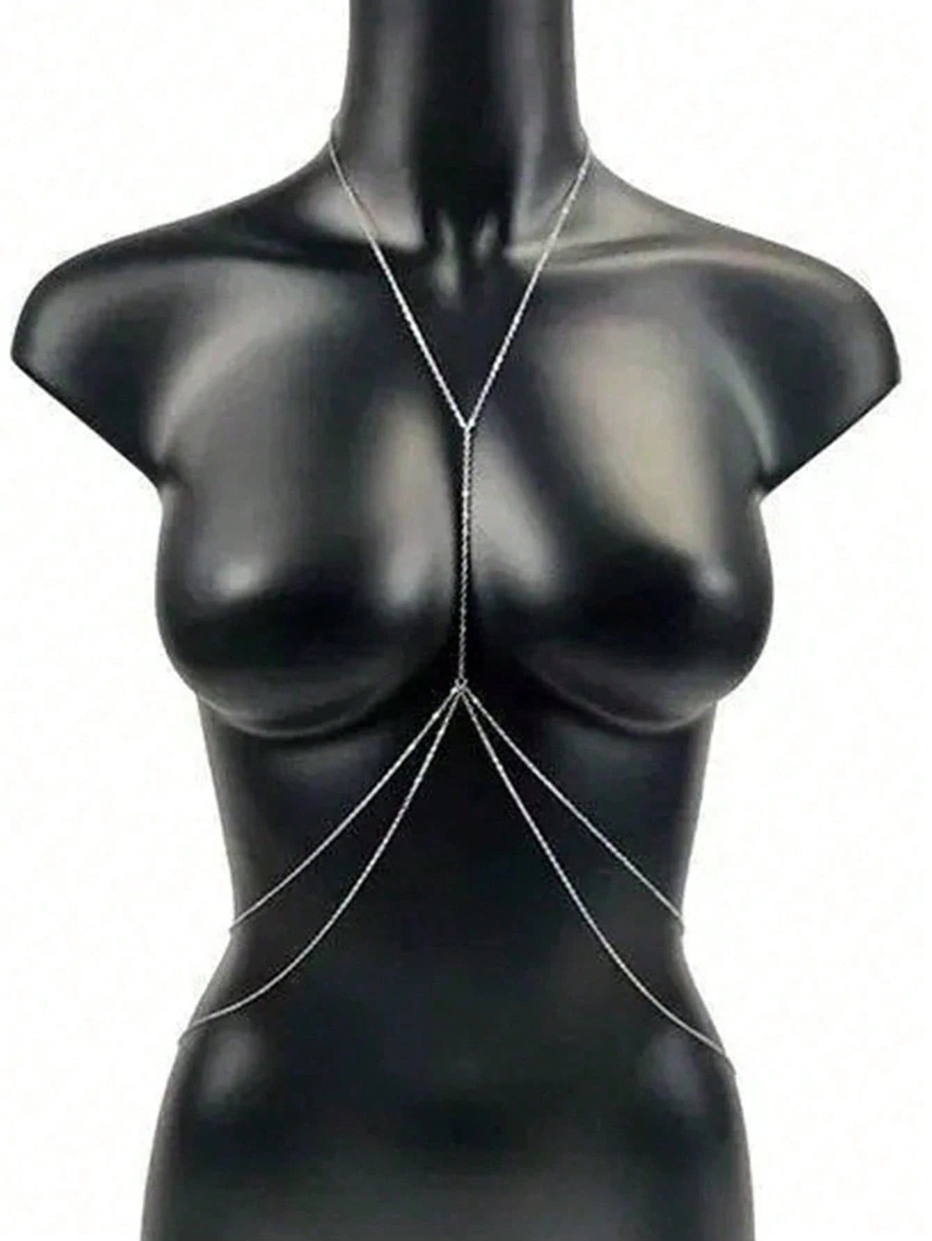 1pc Sexy Women's Body Chain, Multi-Layer Rhinestone Cross Bikini Bra Body Jewelry, Summer Beach Vacation Crystal Belly Waist Chain, Party Essential X-Shaped Waist Chain (Material Is Iron, Please Do No