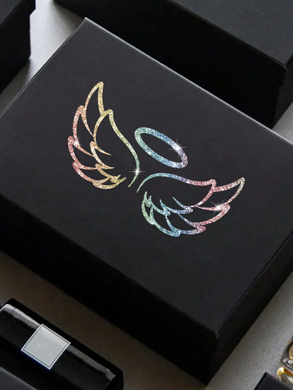1pc Shiny Crystal Angel Wings Vinyl Decal Sticker- Suitable For Cars, Trucks, Windows, Walls, Cups, Laptops, Etc.