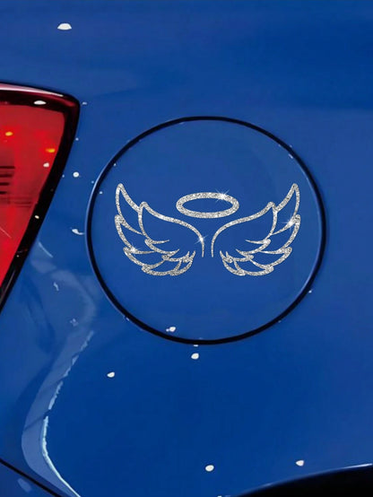 1pc Shiny Crystal Angel Wings Vinyl Decal Sticker- Suitable For Cars, Trucks, Windows, Walls, Cups, Laptops, Etc.