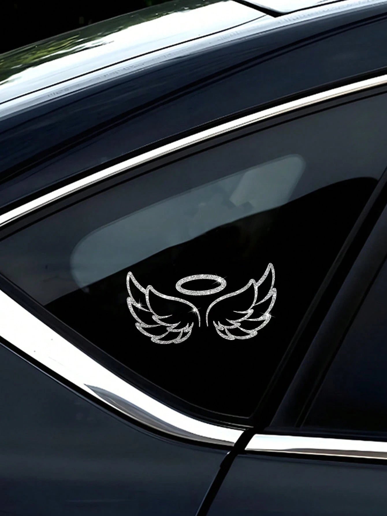 1pc Shiny Crystal Angel Wings Vinyl Decal Sticker- Suitable For Cars, Trucks, Windows, Walls, Cups, Laptops, Etc.