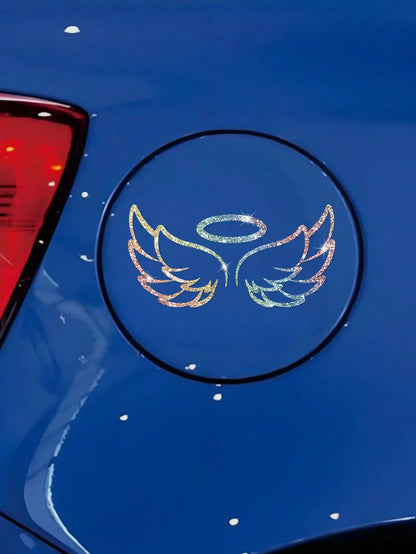 1pc Shiny Crystal Angel Wings Vinyl Decal Sticker- Suitable For Cars, Trucks, Windows, Walls, Cups, Laptops, Etc.