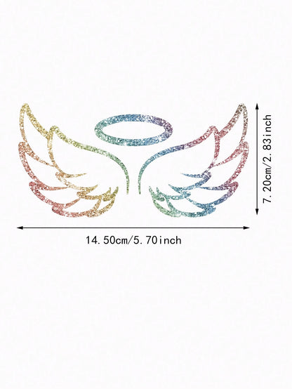 1pc Shiny Crystal Angel Wings Vinyl Decal Sticker- Suitable For Cars, Trucks, Windows, Walls, Cups, Laptops, Etc.