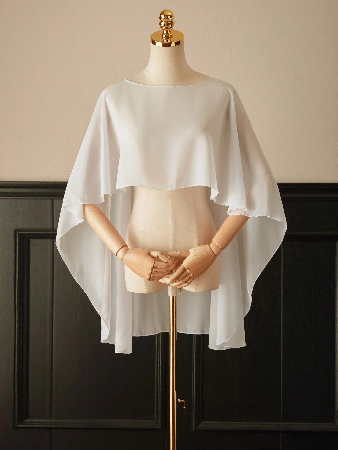 1pc Short Chiffon Bridal Cape, Women Pullover Shawl To Pair With Dress And Vest Fall Clothes For Women