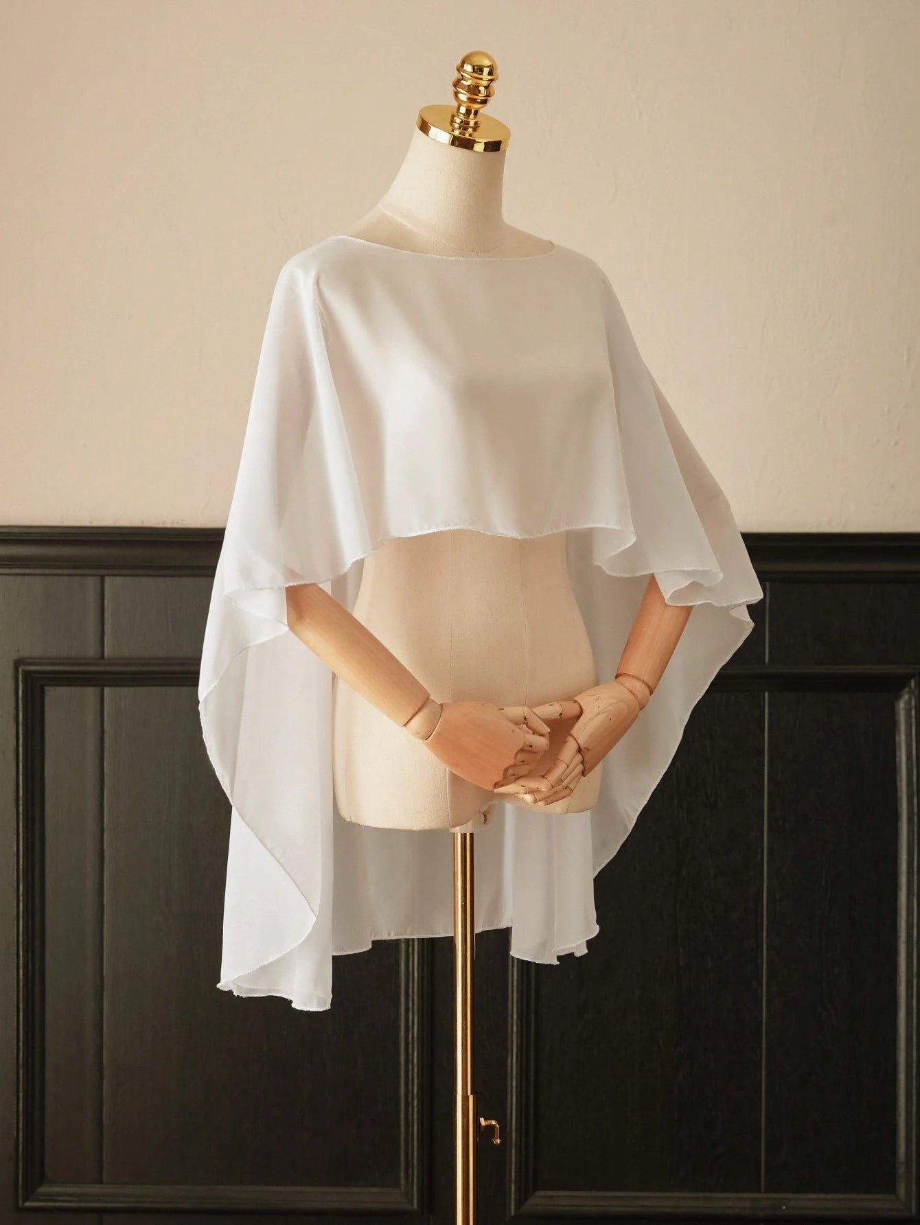 1pc Short Chiffon Bridal Cape, Women Pullover Shawl To Pair With Dress And Vest Fall Clothes For Women