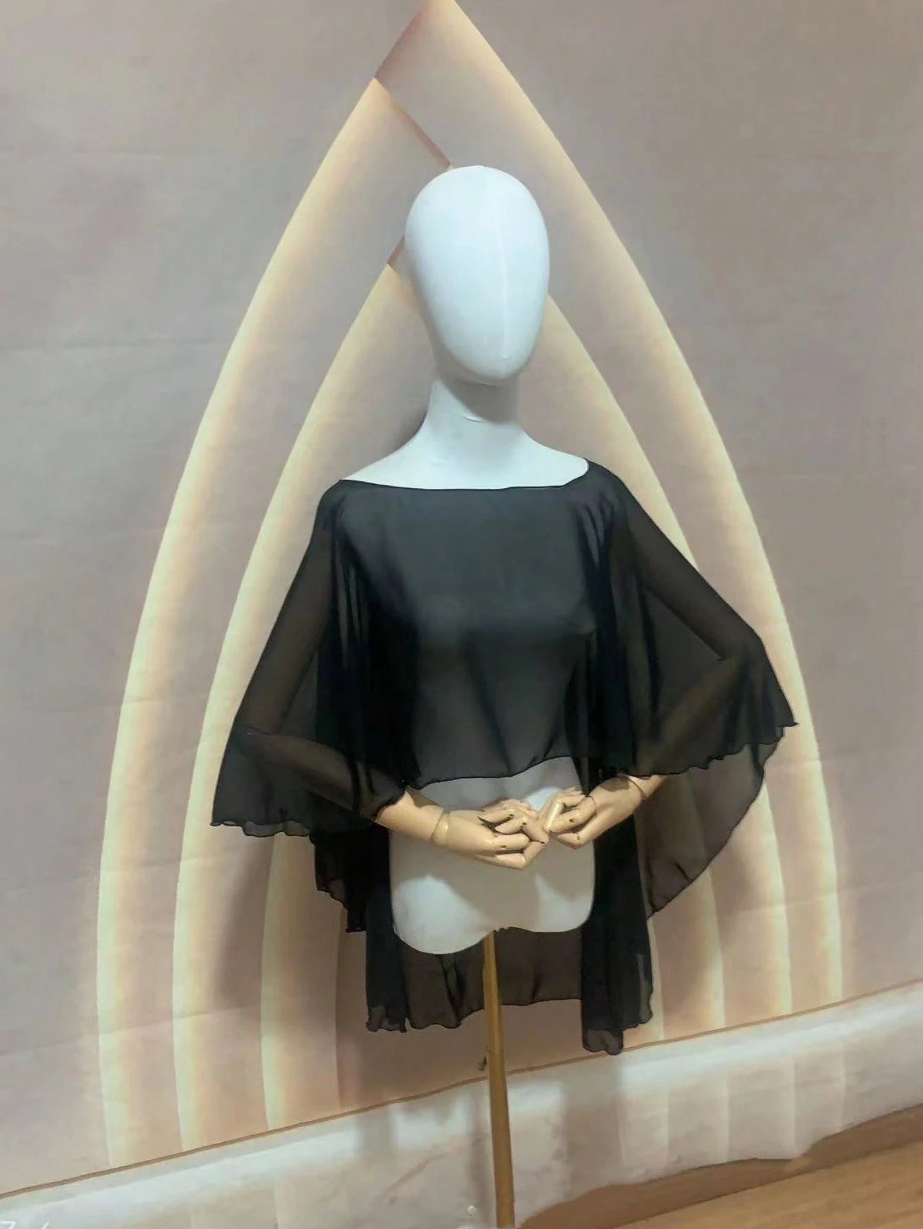 1pc Short Chiffon Bridal Cape, Women Pullover Shawl To Pair With Dress And Vest Fall Clothes For Women