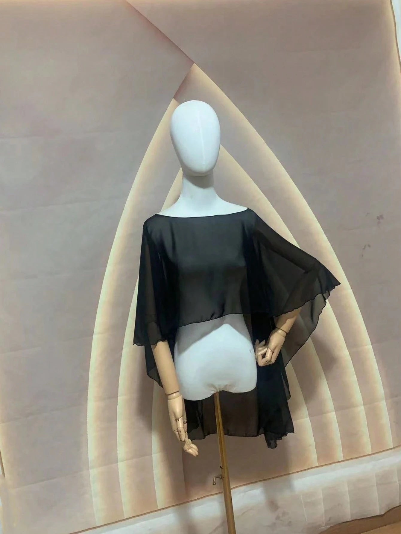 1pc Short Chiffon Bridal Cape, Women Pullover Shawl To Pair With Dress And Vest Fall Clothes For Women