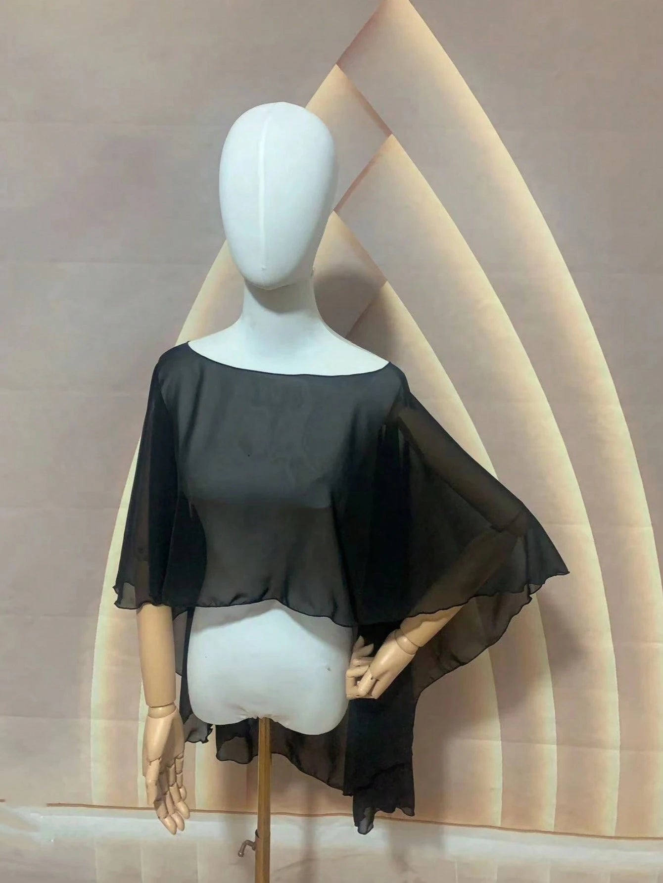 1pc Short Chiffon Bridal Cape, Women Pullover Shawl To Pair With Dress And Vest Fall Clothes For Women